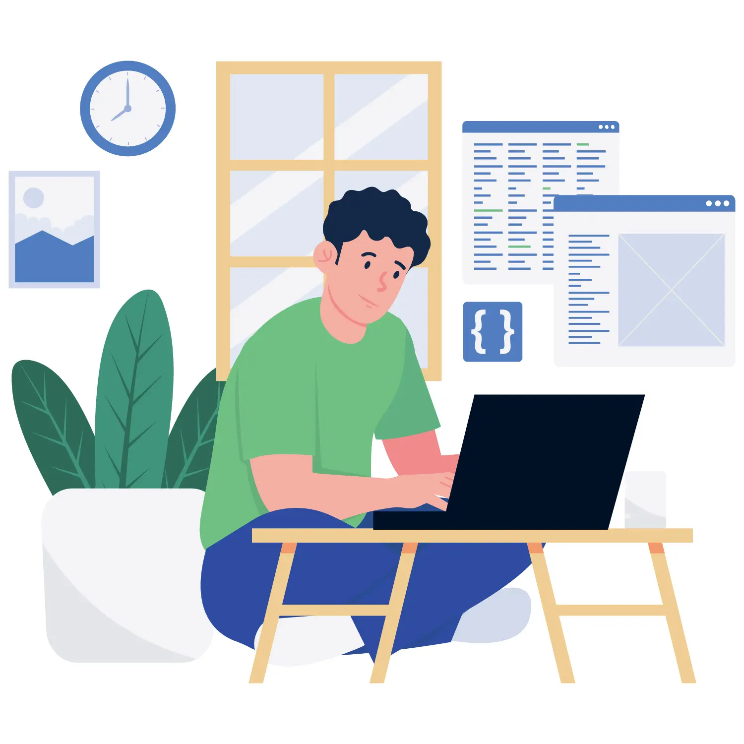 Developer Working Remotely on Code